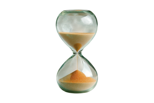Golden Sand Hourglass Timepiece Measuring Precious Moments Deadline Countdown Glass Timer and on transparent background