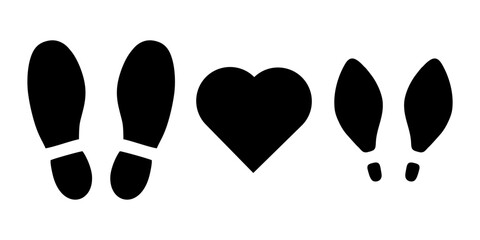 Footprints of love, heart-shaped love story