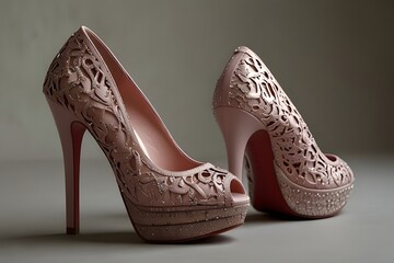 Elegant pink Leather High Heels: A Stylish Footwear Choice.generative.ai