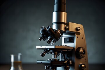 A beautiful microscope, science laboratory equipment for sample test.generative.ai