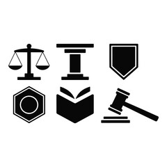 Justice Education and Protection Symbolic Pillars Representing Law and Order set on light grey