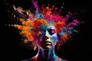 Naklejka premium Brain exploding abstract portrait.