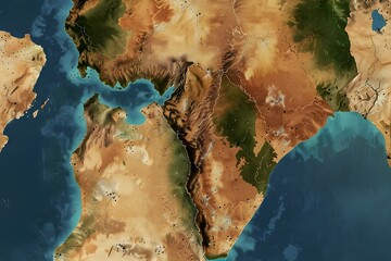 World map over forest, earth tones, nature blend, tranquil atmosphere.generative.ai