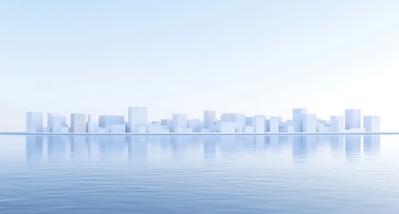 Obraz premium Digital Cityscape on Calm Waters