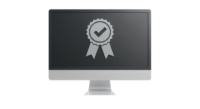 Isolated Computer Screen Displaying Approved Check Mark