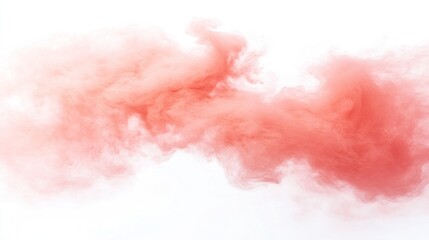 Abstract coral smoke clouds against white background