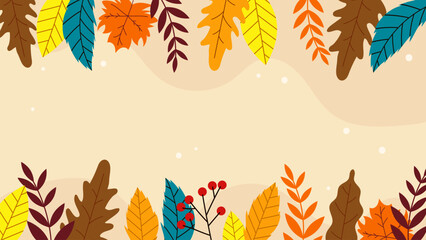 Auntum Leaf  Illustration Flat Background 