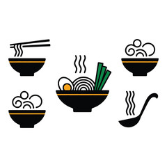 Ramen Vector Art Steaming bowls of delicious noodles a culinary comfort food symbol with flat design