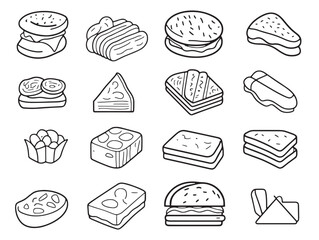 Hand Drawn Ham Sandwich Line Art Vector Style Image