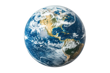 Detailed Earth View Continent America Blue Oceans White Clouds Planet Globe World Exploration on transparent background