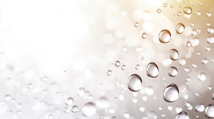 Fototapeta premium Close-up of water droplets on a smooth surface with a soft gradient background