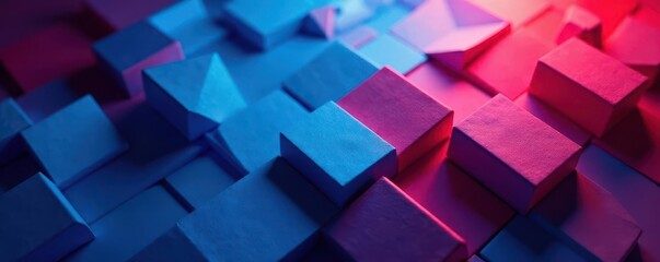 Obraz premium Abstract blue and red geometric shapes forming course modules, vector, online, element