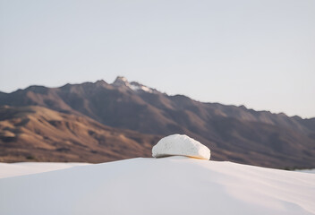 A majestic winter landscape with snow-covered mountains, white peaks, and a clear sky, perfect for skiing and alpine travel, Generative AI