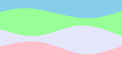 Layered wave background in pastel blue, green, lavender, and pink