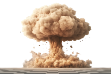Mushroom cloud illustration explosion concept nuclear atomic bomb visual dramatic scene on transparent background