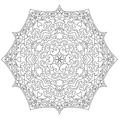 Detailed Floral Mandala Design for Adult Coloring and Meditative Art Therapy - Printable Template