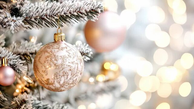 Christmas background. Branches of Christmas tree isolated on white. Decorated red gold ornaments Christmas tree wide long banner and free space for text. Xmas, New Year greeting card, winter holiday