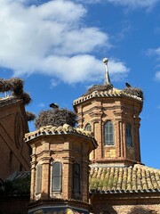 Colonie de Cigognes sur l'&eacute;glise San Miguel &agrave; Alfaro