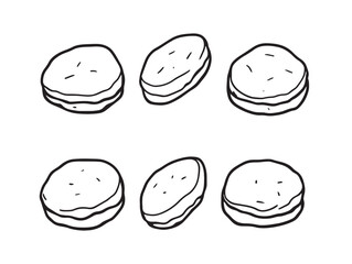 classic hash browns breakfast food line art illustration