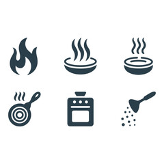 Symbols of cooking adventures from a blazing fire to a sizzling pan a recipe about to unfold with