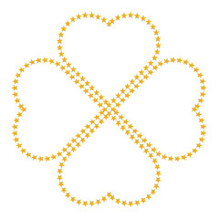 Four, Leaf Clover Made of Golden Stars. Lucky Charm Vector Design.