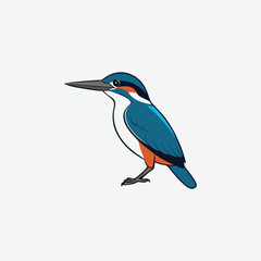 Minimalist Kingfisher Bird Vector Silhouette – Clean High-Contrast Line Art on White Background