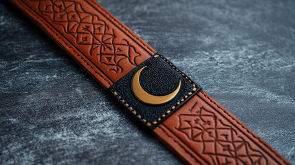 leather belt on a wooden surface
