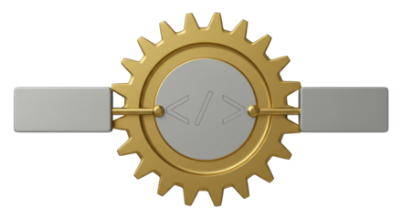 Isolated Golden Gear with Coding Symbol in a Processing System