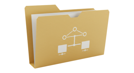 Isolated File Folder with Network Diagram for Data Management