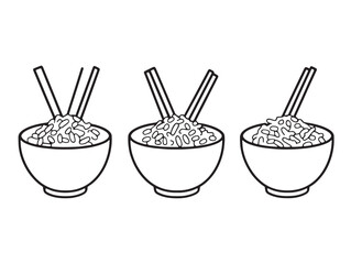 Hand Drawn Fried Rice Vector Line Style