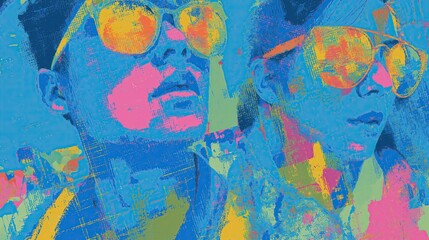 Teenagers taking selfies at a park, vibrant and spontaneous