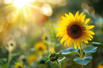 Naklejka premium sunflower field in summer