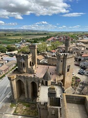 Vue d'Olite et d'une partie du ch&acirc;teau depuis les tours
