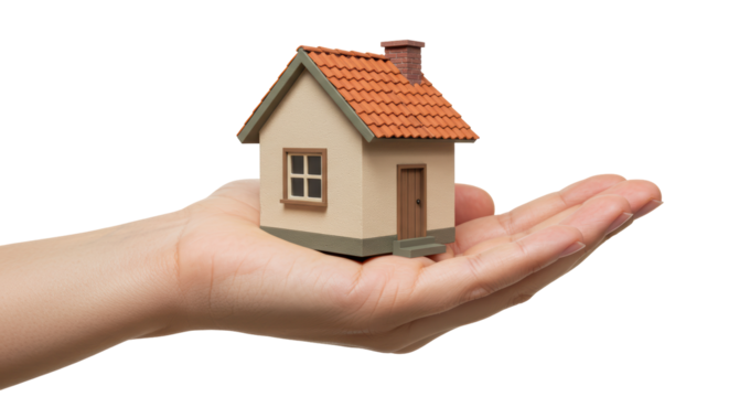 Isolated Hand Holding Small House Representing Real Estate