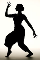 Classical dancer silhouette poses, isolated on a white background 