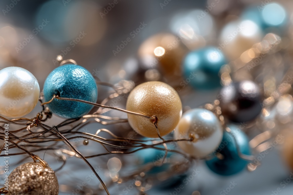 Aufkleber decorative beads on wire with intricate design and colors showcased in close-up view