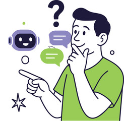 AI Question Concept Vector Illustration on White Background.