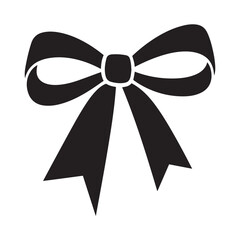 A vector illustration of a ribbon bow tie silhouette with a white background