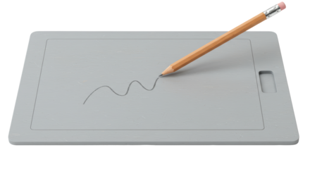 Isolated Graphic Tablet with Pencil Drawing Line