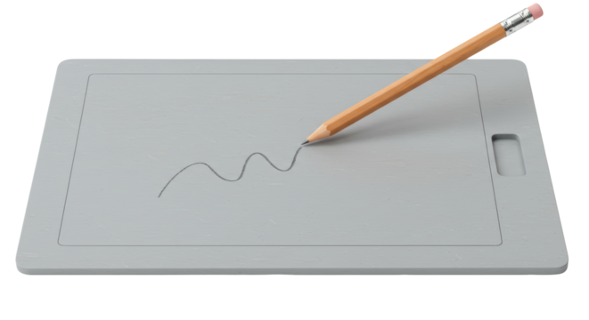 Isolated Graphic Tablet with Pencil Drawing Line