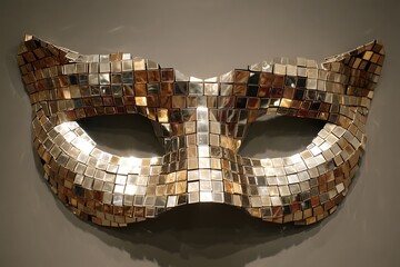 Dynamic 3D golden cat mask with mirror  
