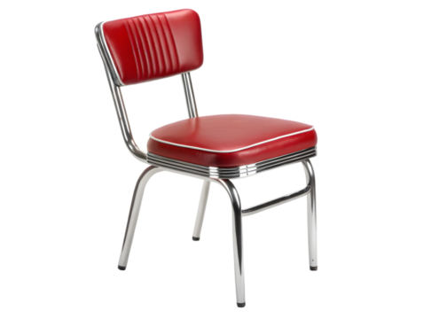 Red and Chrome Retro Diner Chair for Restaurant or Home