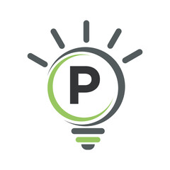 Light Bulb Logo Combine With Letter P Vector Template