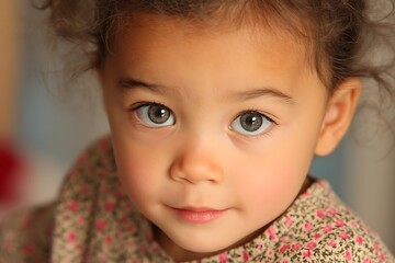 Radiant little girl in authentic child portrait  
