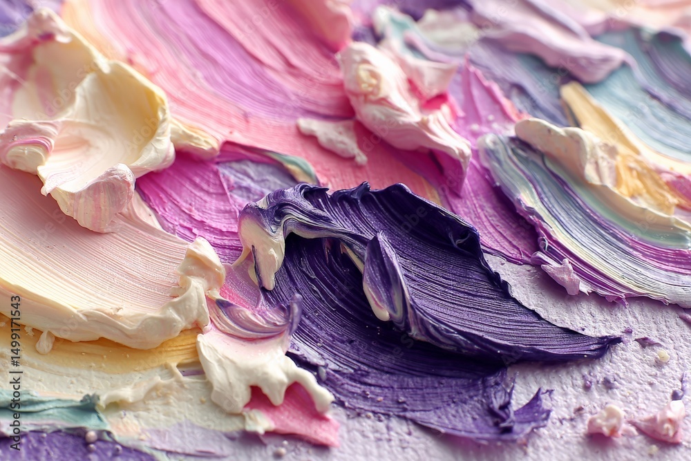 Poster Colorful palette creating an abstract texture with vibrant paint during a creative art session
