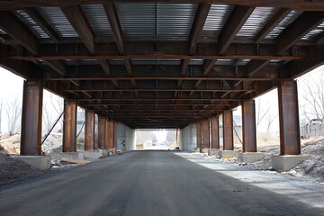 Radiant asphalt roadway under steel bridge design  

