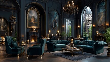 Cozy refined sitting area in mansion high resolution picture