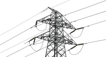 Isolated High Voltage Power Transmission Tower with Cables