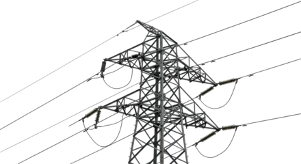 Isolated High Voltage Power Transmission Tower with Cables