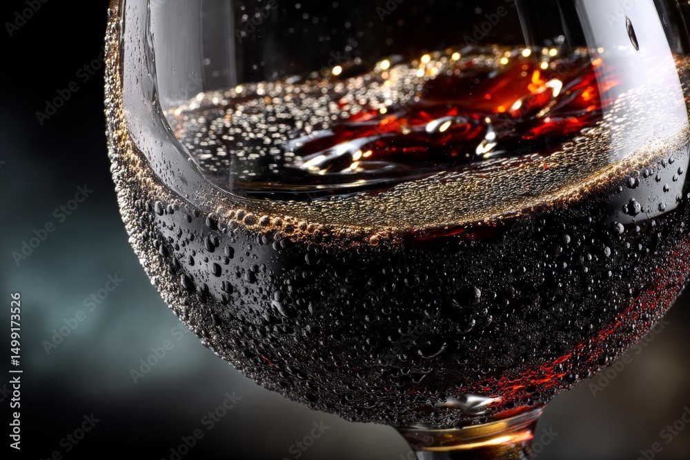 Aufkleber Sparkling drink in a glass with bubbles captured in low light setting at a bar during evening relaxation